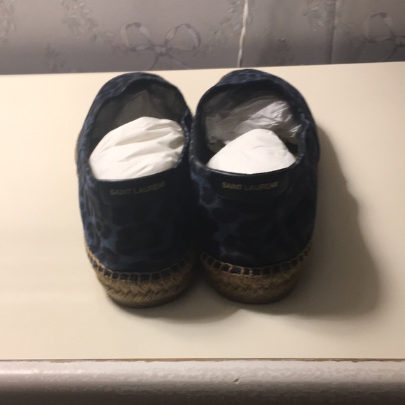 SAINT LAURENT Blue Suede Animal Print Espadrilles 42 - Picture 7 of 7